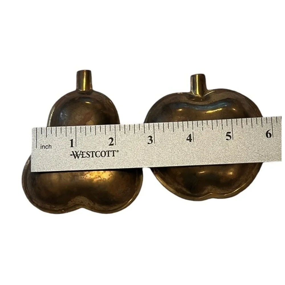 Vtg Lot Of Brass‎ Apple & Pear Ashtray Heavy Art Deco Antique Small Trinket Dish